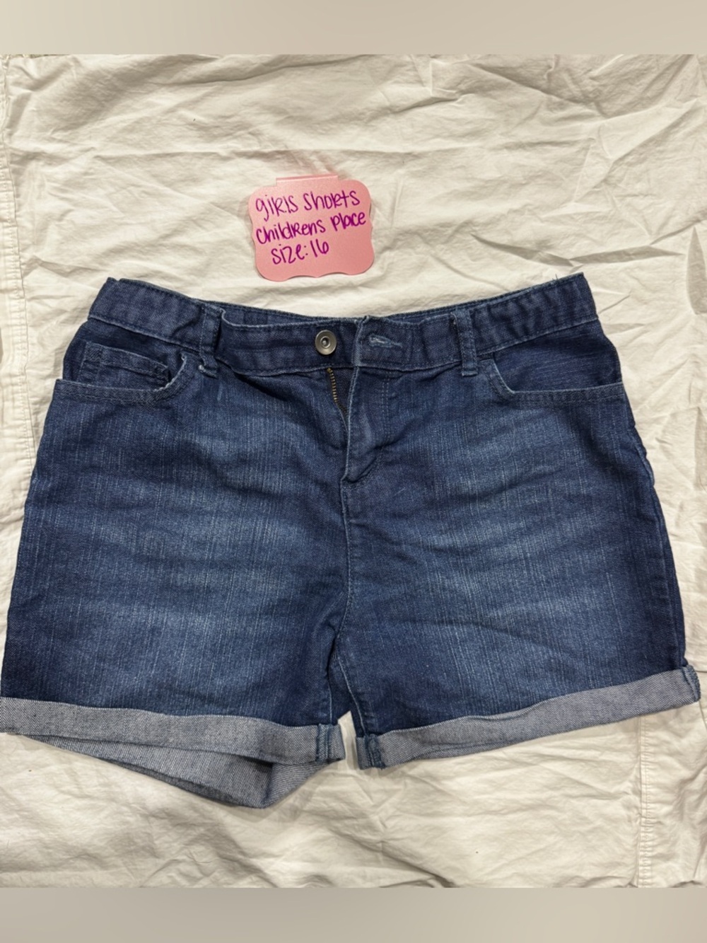 Girls Size 16 The Children’s Place Denim Shorts Cuffed Dark Wash